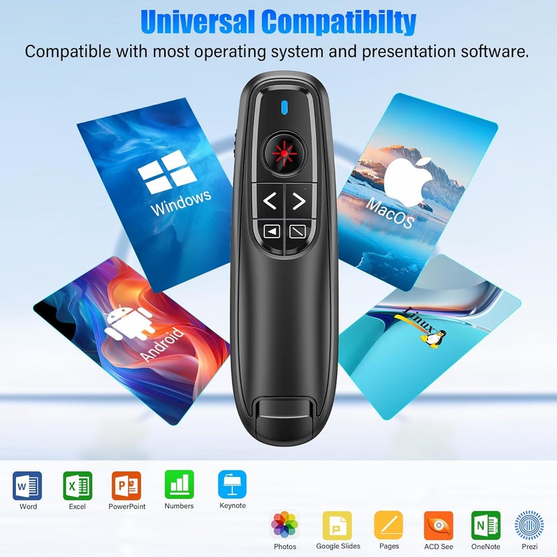 RJAD Presentation Clicker Wireless Presenter Remote Clicker, USB C PowerPoint Clicker for Presentation with Laser Pointer, RF 2.4GHz Computer Pointer Clicker Slide Advancer for Google Slides,Mac,Laptop - Image 5